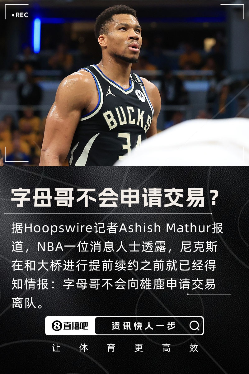 散了记者：尼克斯在提前续约大桥前得知 字母哥不会申请交易